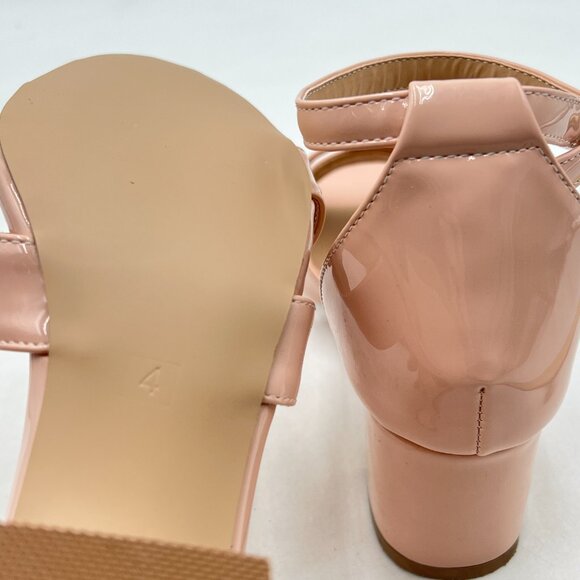 XYD Nude Ankle Strap Low Heel Chunky Sandals Open Toe Comfortable Stylish Shoes - Picture 5 of 7